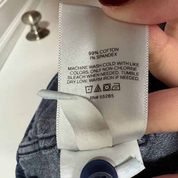 Express Mens Double Pocket Denim Short Sleeve Button Up Shirt Blue Jean Large - Picture 5 of 8